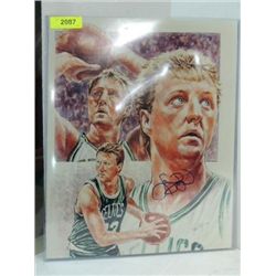 16X20 ILLUSTRATION BASKETBAL AUTOGRAPH LARRY BIRD