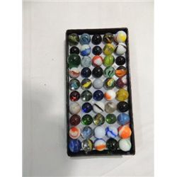 LOT 50 VINTAGE MARBLES: KORK SCREWS, CAT EYES,