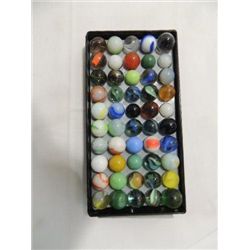 LOT 50 VINTAGE MARBLES: KORK SCREWS, CAT EYES,