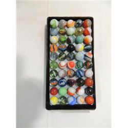 LOT 50 VINTAGE MARBLES: KORK SCREWS, CAT EYES,