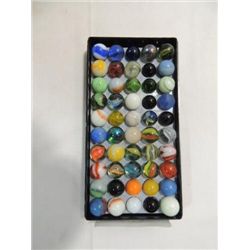 LOT 50 VINTAGE MARBLES: KORK SCREWS, CAT EYES,