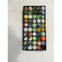 LOT 50 VINTAGE MARBLES: KORK SCREWS, CAT EYES,