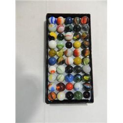 LOT 50 VINTAGE MARBLES: KORK SCREWS, CAT EYES,