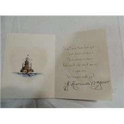 J HONUS WAGNER ON HOLIDAY CARD SIGNATURE NO COA