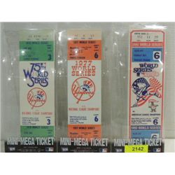 LOT 3 MEGA WORLD SERIES BASEBALL TICKETS: 1980,