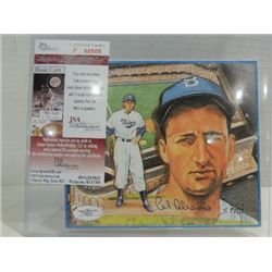 CAL ABRAMS AUTOGRAPHED BASEBALL ILLUSTRATION COA