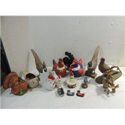 LOT 14 CERAMIC ROOSTERS, PHEASANTS, & OTHER BIRDS