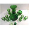 Image 3 : LOT 12 EMERALD GREEN GLASS VASES, 7 GLASSES, BOWLS