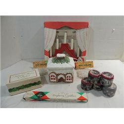 LOT 11 HOLIDAY ITEMS: COOKIE JAR, ELECTRIC CANDLE