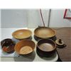 Image 1 : LOT 6 VINTAGE (4) WOODEN MIXING BOWLS, NUT TRAY &