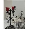 Image 2 : LOT 9 VINTAGE WROUGHT IRON CANDLE HOLDERS, TRIVETS