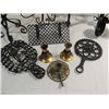 Image 3 : LOT 9 VINTAGE WROUGHT IRON CANDLE HOLDERS, TRIVETS