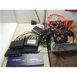 LOT 8 (2) ETHERNET SWITCHES & 2 MODEMS, 4 NETMEDIA