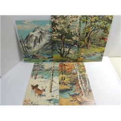 LOT 5 VINTAGE 1950S PAINT BY NUMBERS 12X18 PICTURE