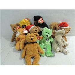 LOT 10 TY PLUSH BEANIE BABIES: HOPE, TEDDY,