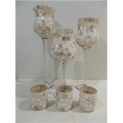 LOT 6 CONTEMPORARY DECORATIVE GLASS CANDLE HOLDERS