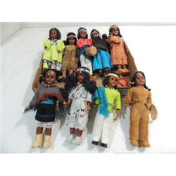 LOT 9 VINTAGE CARLSON DOLLS NATIVE AMERICAN GIRLS