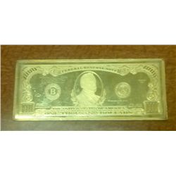 1000 dollar' silver & gold plated bar