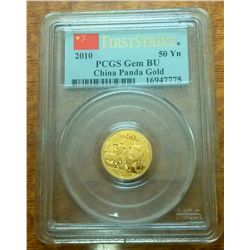 First Strike 2010 PCGS Gem BU China Panda Gold
