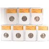 Image 1 : 7 SLABBED WASHINGTON QUARTERS (72,73,74,76,77,78,79) SGS MS70