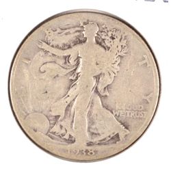 1938-D WALKING LIBERTY HALF DOLLAR GOOD