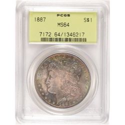 1887 MORGAN DOLLAR PCGS MS64 OGH TONED