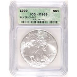 1999 SILVER AMERICAN EAGLE ICG MS69