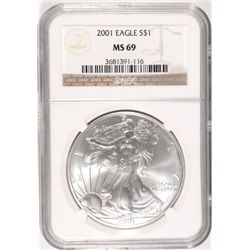 2001 SILVER AMERICAN EAGLE NGC MS69