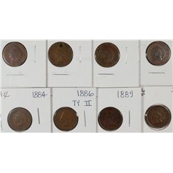 8 INDIAN HEAD CENTS (68,70,76,79,84,86 II,89,06) AG-XF