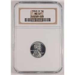 1943-D LINCOLN (STEEL) CENT NGC MS67