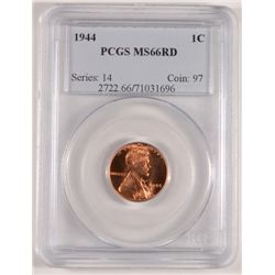 1944 LINCOLN CENT PCGS MS66 RD