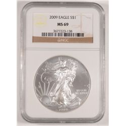 2009 SILVER AMERICAN EAGLE NGC MS69