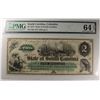 Image 1 : 1872 $2 STATE OF SOUTH CAROLINA NOTE PMG 64 EPQ