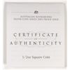 Image 3 : 2005 AUSTRALIA KOOKABURRA SILVER 1/2 OZ SQUARE COIN PROOF BOX/COA COLORIZED!