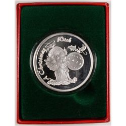 CHRISTMAS WISH WITH ANGEL ON A ONE OUNCE .999 SILVER ART BAR WITH BOX/CAPSULE