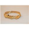 Image 5 : 14KT YELLOW GOLD NATURAL GOLDEN YELLOW SAPPHIRES AND DIAMOND BANGLE STYLE BRACELET. THE BRACELET IS
