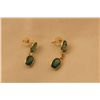 Image 2 : STAMPED 14KT YELLOW GOLD EMERALD EARRINGS. GEMSTONE: 4.00 CARATS ITEM WEIGHT: 0.95 GRAMS