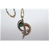 Image 2 : ONE CUSTOM AND HAND MADE 14KT YELLOW AND WHITE GOLD NATURAL BLUE SAPPHIRE AND DIAMOND SET PENDANT.