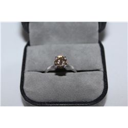 14KT WHITE GOLD LADIES SOLITAIRE DIAMOND RING. STAMPED 14KT. SET WITH APPROX. 1.20 CARAT ROUND