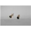 Image 2 : ONE PAIR OF YELLOW GOLD BLUE COLOURED DIAMOND STUD EARRINGS, STAMPED 14KT. SET WITH TWO (2) ROUND