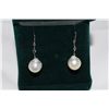 Image 2 : STAMPED 14K YELLOW GOLD SAPPHIRE PEARL EARRINGS. SAPPHIRES: 0.30 CARAT, OVAL CUT, SLIGHTLY