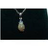 Image 2 : ONE LADIES STERLING SILVER OPAL AND BLUE SAPPHIRE PENDANT, SET WITH ONE OVAL SHAPE CABOCHON CUT