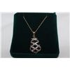 Image 1 : STAMPED 925 STERLING SILVER & GOLD PLATED GEMSTONE PENDANT NECKLACE. NATURAL GARNET-TSAVORITE 2.80