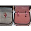 Image 1 : ONE PAIR OF LADIES STERLING SILVER HALF HOOP RUBY EARRINGS SET WITH TWELVE (12) ROUND SHAPE NATURAL