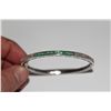 Image 2 : STERLING SILVER DIAMOND EMERALD BRACELET, STAMPED 925 SET WITH NATURAL EMERALD 0.52 CARAT AND