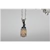 Image 2 : ONE LADIES STERLING SILVER OPAL AND BLUE SAPPHIRE PENDANT, SET WITH ONE OVAL SHAPE CABOCHON CUT