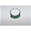 Image 4 : ONE LADIES STERLING SILVER FIVE (5) STONE EMERALD CUSTOM MADE RING, SET WITH FIVE (5) ROUND SHAPE