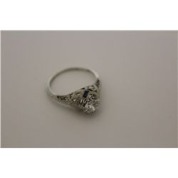 ONE LADIES 14KT WHITE GOLD ART DECO DIAMOND SET ENGAGEMENT OR DRESS RING. INCL. ONE OLD EUROPEAN