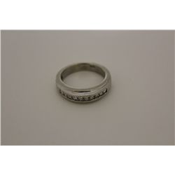 ONE LADIES 14KT WHITE GOLD DIAMOND SET WEDDING OR ANNIVERSARY RING. (MATCHES LOT #10) THE RINF IS