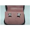 Image 3 : ONE PAIR OF 10KT WHITE GOLD SQUARE SHAPE DIAMOND EARRINGS. STAMPED 10KT, SET WITH SIXTEEN (16)